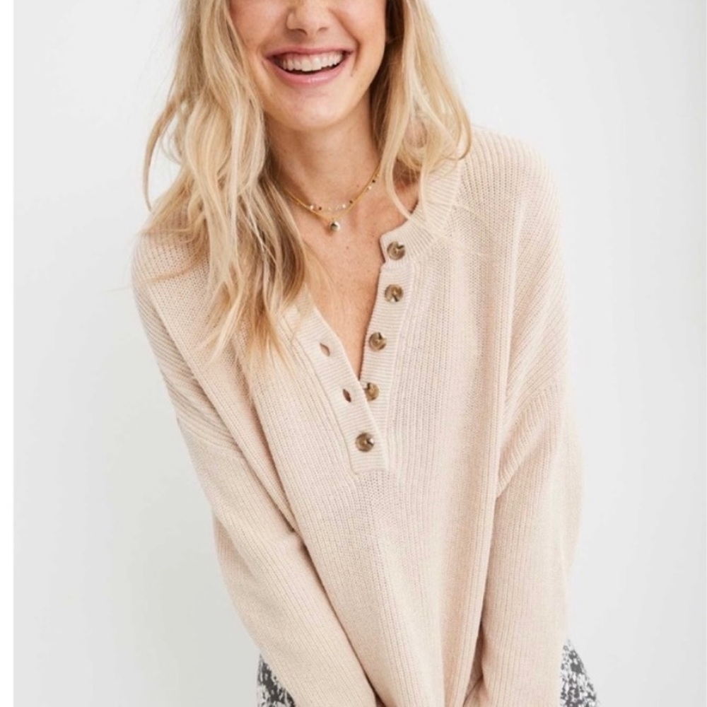 Aerie Oversized Henley Sweater
